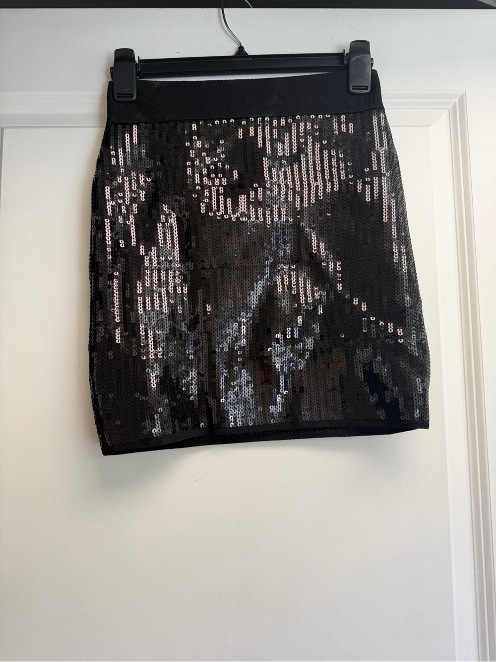 bebe Black Sequin bandage Pencil Skirt